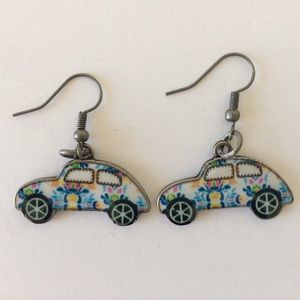 Mere's Fashion Musings Jewelry - NEW Groovy Print Herbie Car VW Bug Earrings Mere's Fashion Musings Jewelry - NEW Groovy Print Herbie Car VW Bug Earrings